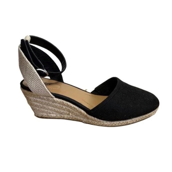 NWT/Box | Style & Co. | Mailena Closed Toe Black/Beige Ankle Strap Wedge Sandal - Picture 9 of 10